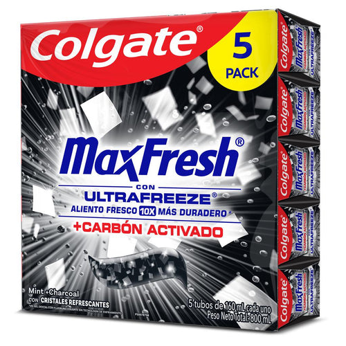 Colgate Crema Dental Max Fresh Carbón Activado 5 Unidades / 160 mL / 5.4 oz