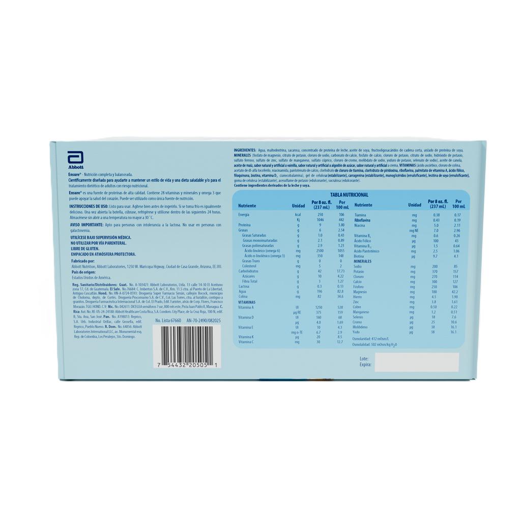 Ensure Suplemento Líquido Sabor Vainilla 16 Unidades / 237 mL
