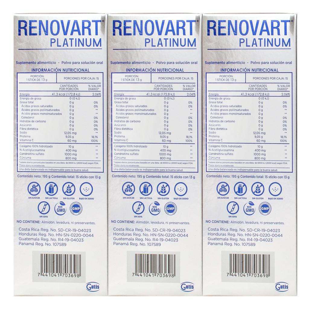 Renovart Platinum Suplemento Alimenticio Sabor a Naranja 3 Unidades / 15 Sobres