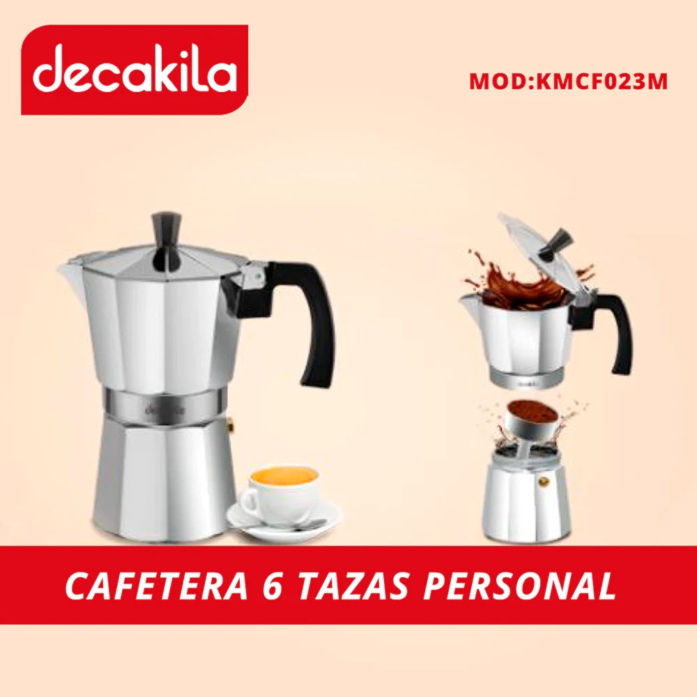 Cafetera expresso para 6 tazas de aluminio 0.3 litros decakila kmcf023m gris