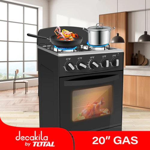 Estufa de gas 4 quemadores 20" decakila kugs003b negro