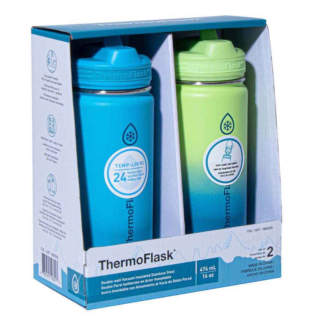 ThermoFlask Botella Térmica de Acero Inoxidable 2 Piezas / 473.18 mL / 16 oz
