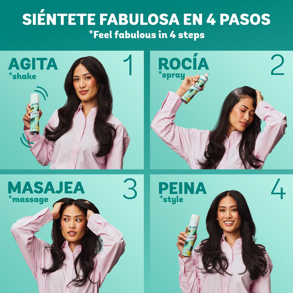 Batiste Shampoo en Seco Original Absorbe Grasa y Aporta Volumen 2 Unidades / 112 mL / 3.81 oz