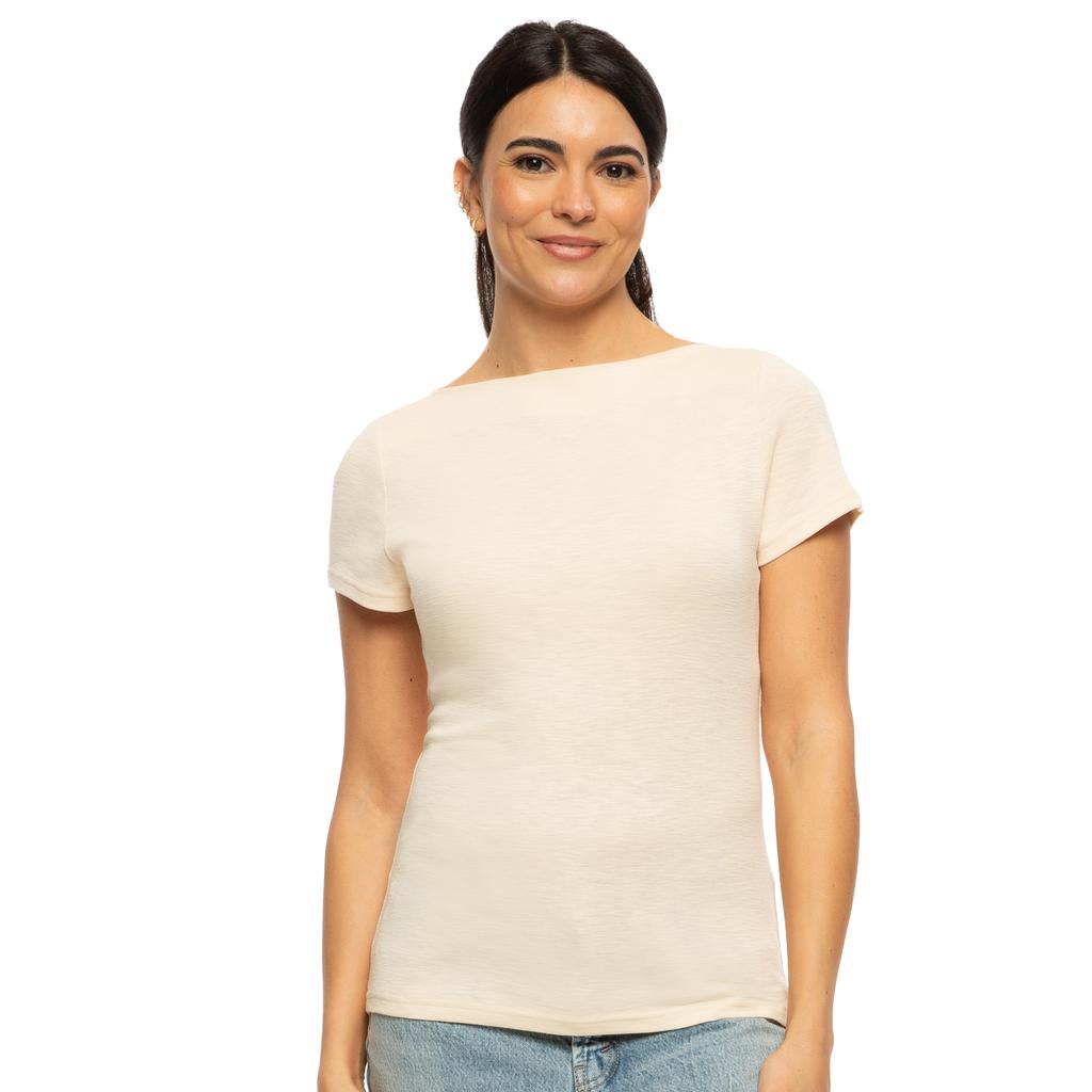 Jezebel Blusa Manga Corta Cuello Barco para Mujer