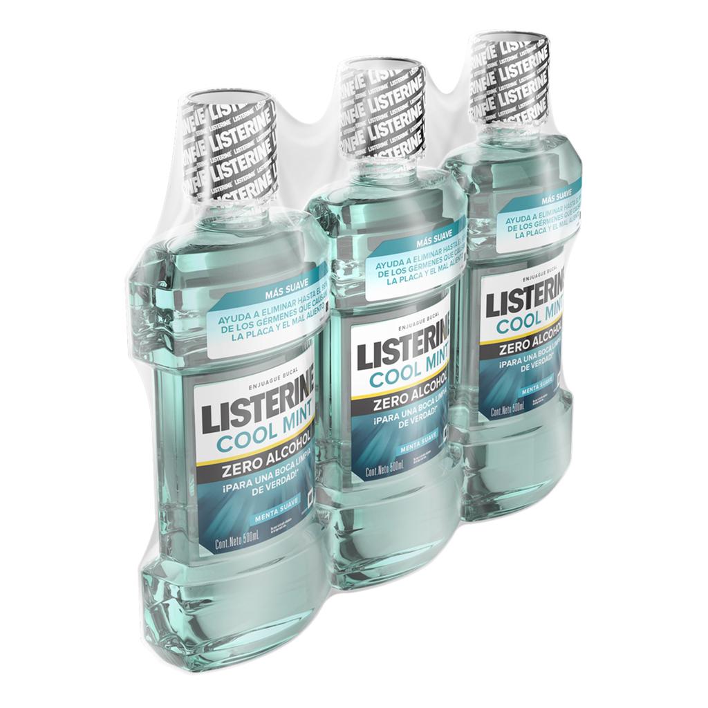 Listerine Cool Mint Enjuague Bucal Sin Alcohol 3 Unidades / 500 mL