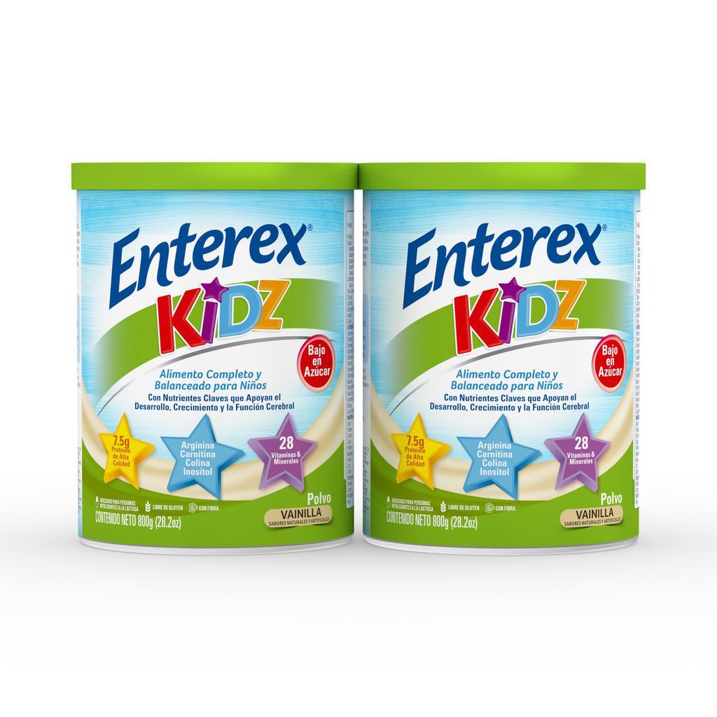 Enterex Kidz Suplemento Alimenticio Balanceado para Niños en Polvo Sabor a Vainilla 2 Unidades / 800 g / 28.2 oz
