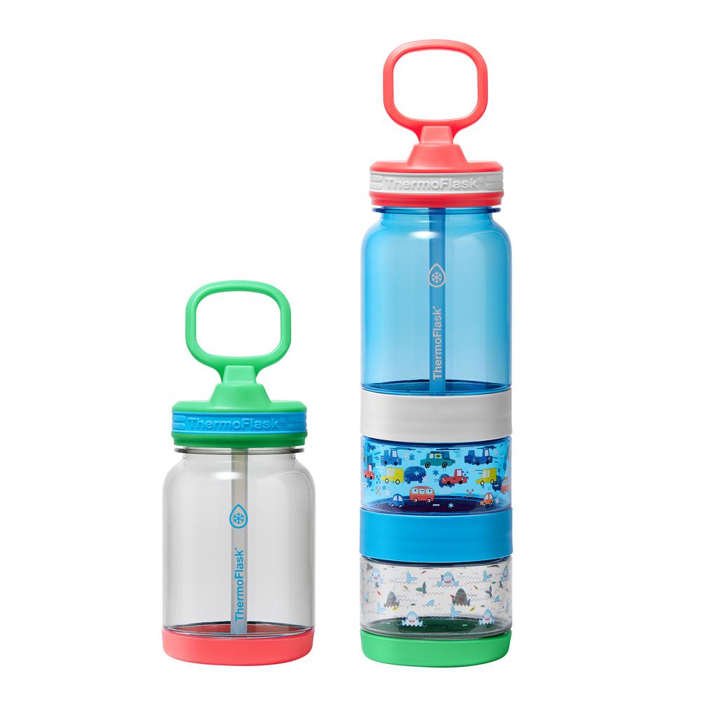 ThermoFlask Botella para Agua con Almacenamiento de Snacks para Niños 2 Unidades / 414 mL / 14 oz