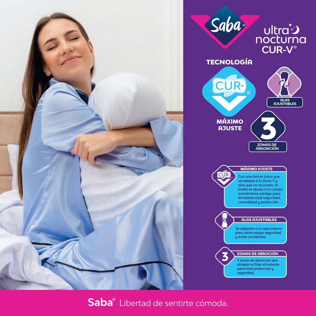Saba Toallas Femeninas Nocturna Ultra Delgada Cur V 50 Unidades