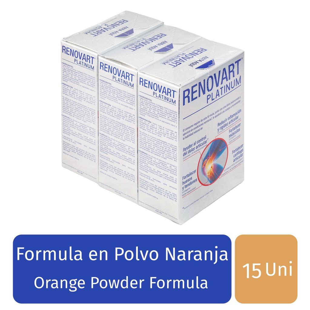 Renovart Platinum Suplemento Alimenticio Sabor a Naranja 3 Unidades / 15 Sobres