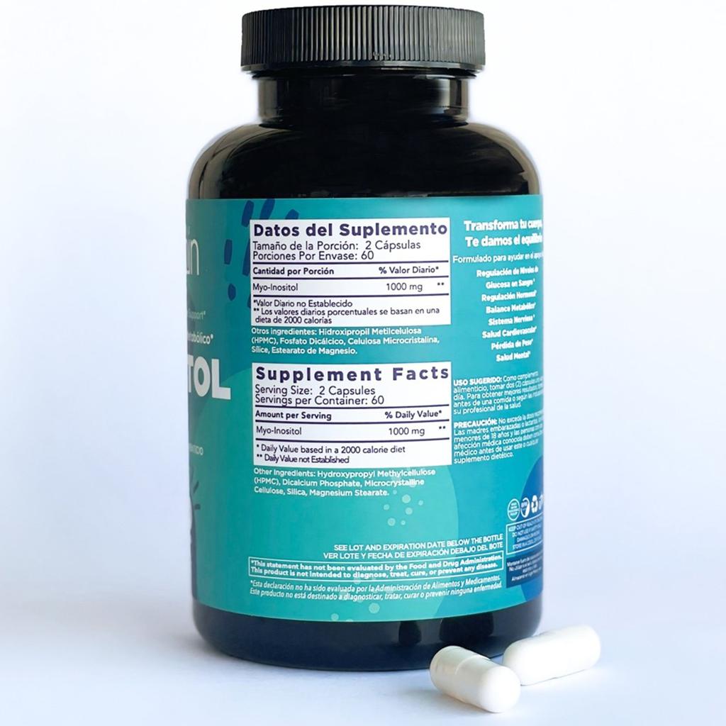 Fitamin Inositol Suplemento para Equilibrio Hormonal y Metabólico 120 Cápsulas