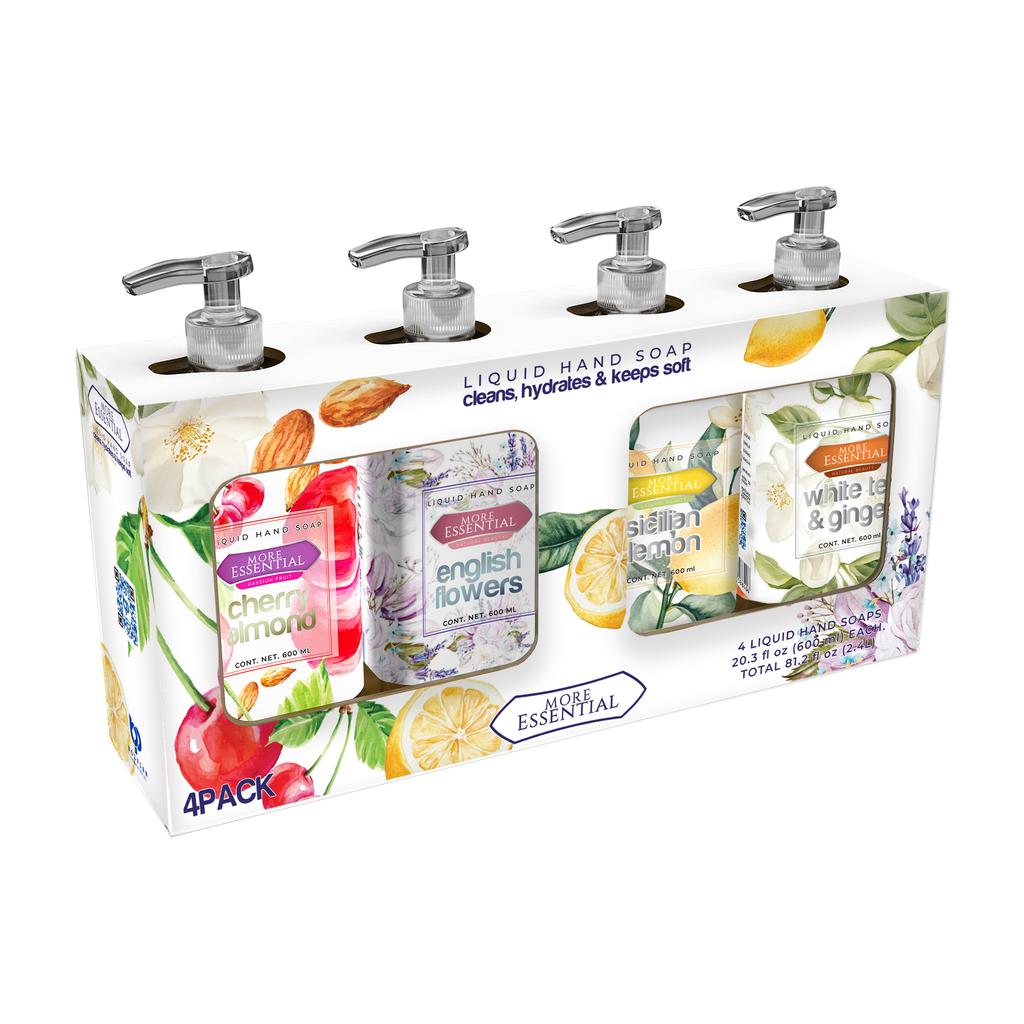 More Essential Jabón Líquido Antibacterial para Manos con Fragancias Surtidas 4 Unidades / 600 mL / 20.3 oz
