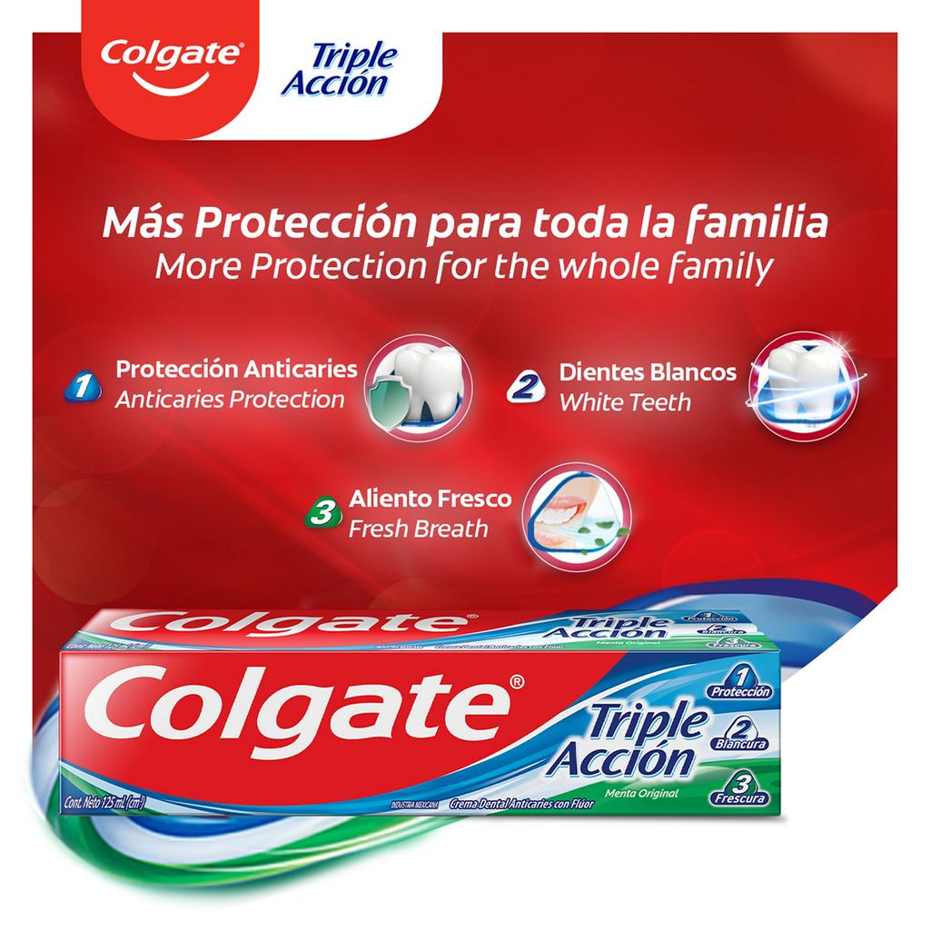 Colgate Triple Acción Crema Dental con Fórmula Anticaries 6 Unidades / 125 mL / 4.22 oz
