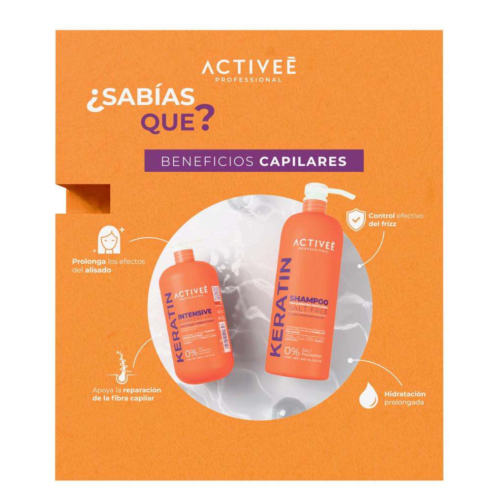 Activeé Shampoo Keratin 947 mL + Tratamiento Acondicionador Keratin Intensive 600 mL