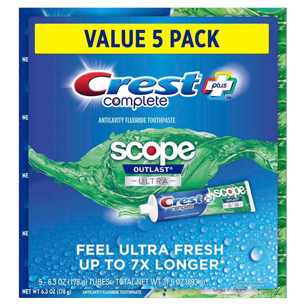 Crest Complete Crema Dental Blanqueadora Plus Scope Outlast 5 Unidades / 178 g / 6.3 oz
