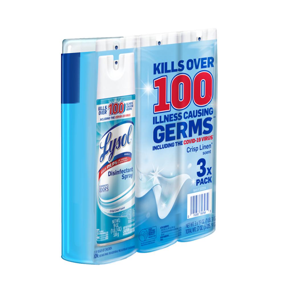 Lysol Aerosol Desinfectante Aroma Crisp Linen 3 Unidades / 562 mL / 19 oz