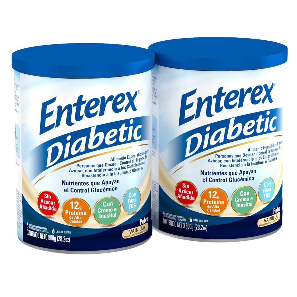 Enterex Diabetic Suplemento Alimenticio con Proteína en Polvo Sabor a Vainilla 2 Unidades / 800 g