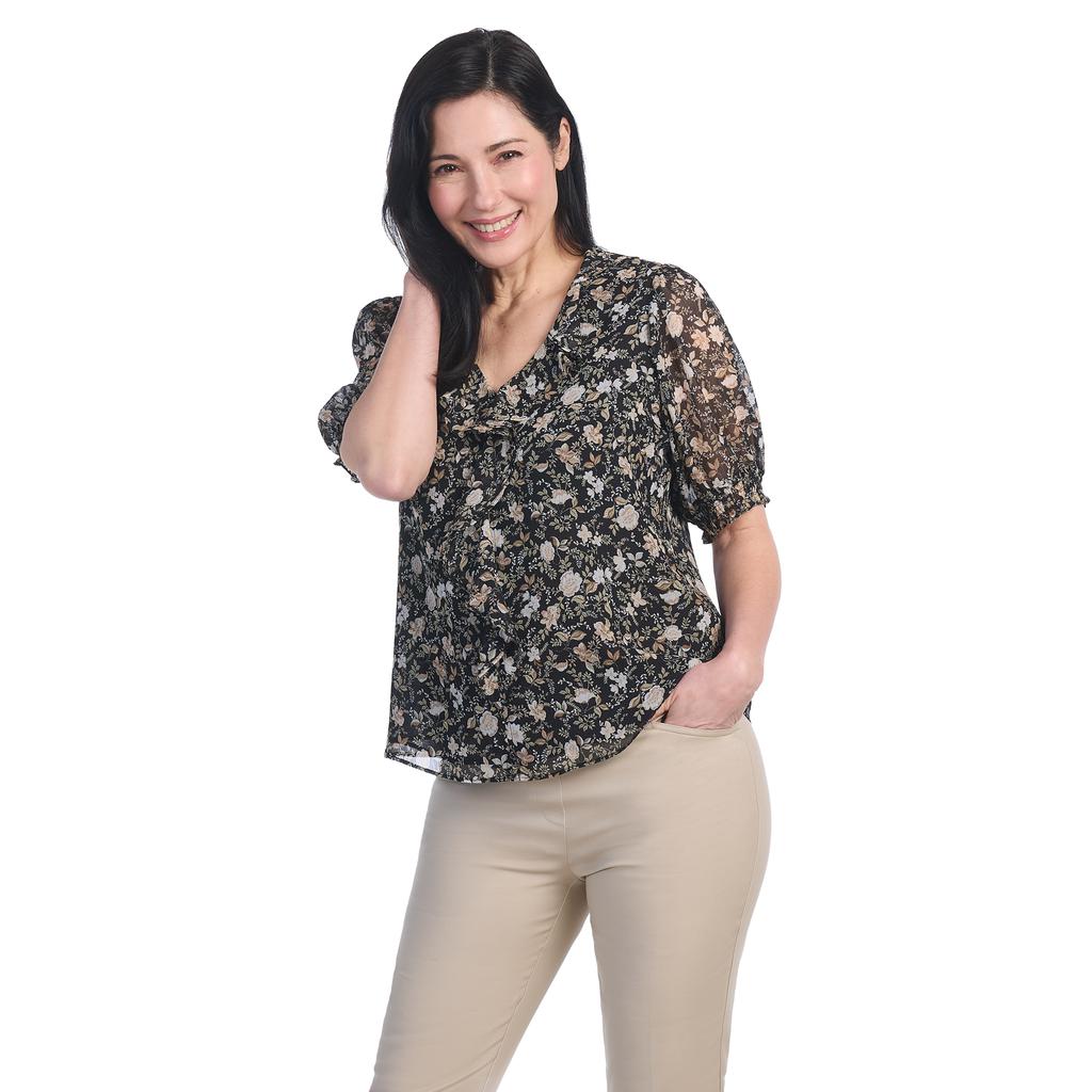 Carolina Belle Blusa Manga Corta Fruncida para Mujer