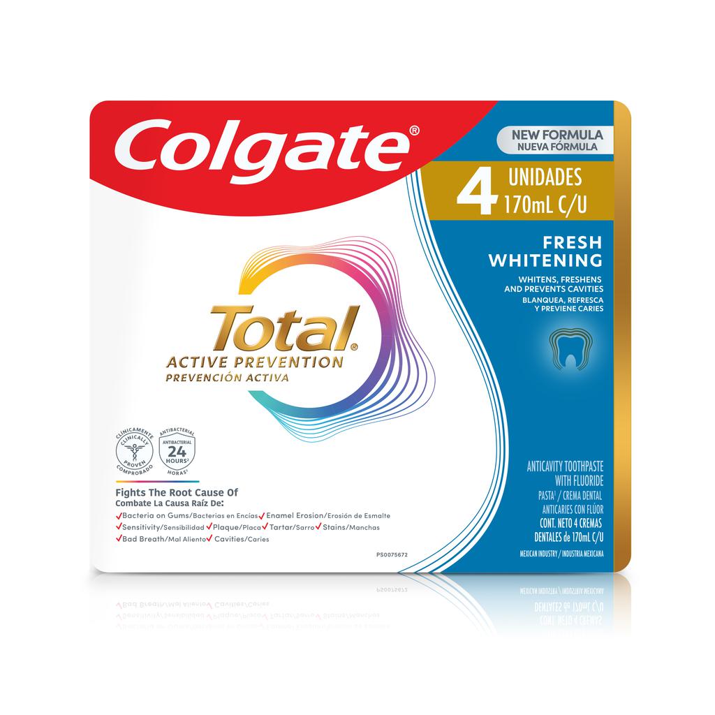 Colgate Pasta Dental Colgate Total Prevención Activa Fresh Mint 4 Unidades / 170 mL