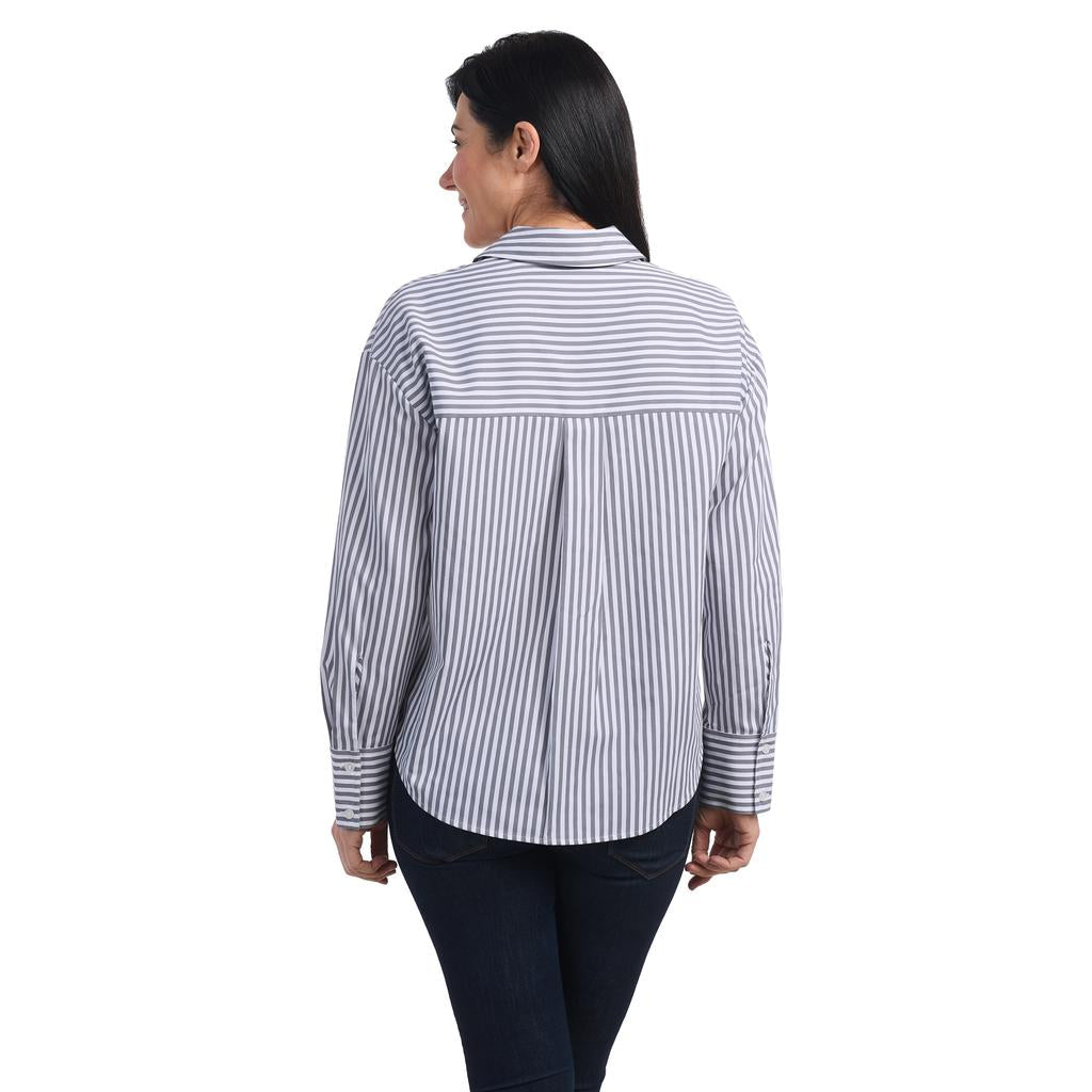Hilary Radley Blusa de Manga Larga con Diseño de Rayas para Mujer