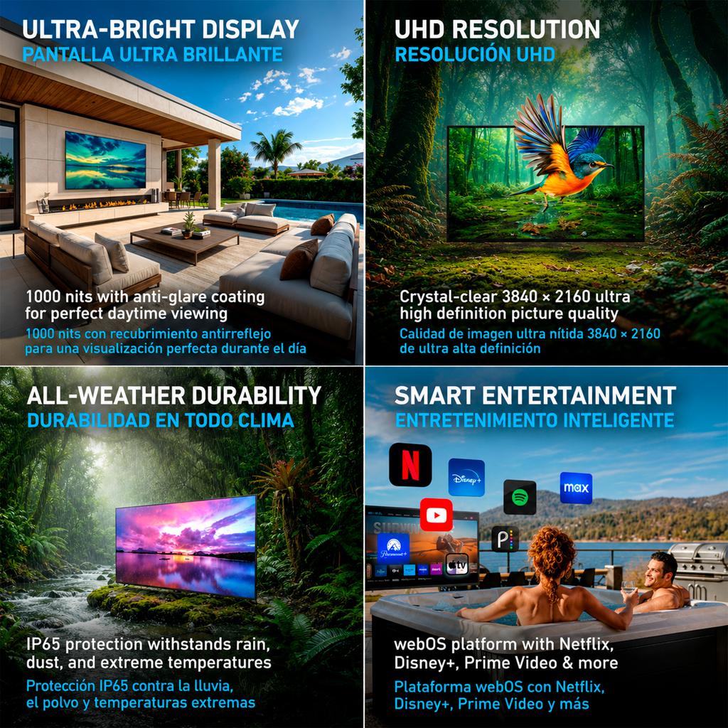 Sonagi 140 cm + Pulgadas Smart WebOs UHD TV para Exteriores S55U1000A1NA