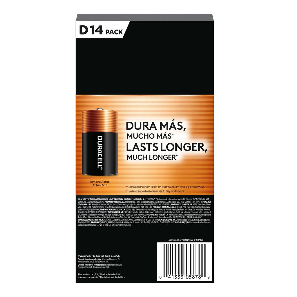 Duracell Baterías Alcalinas Tipo D 14 Unidades