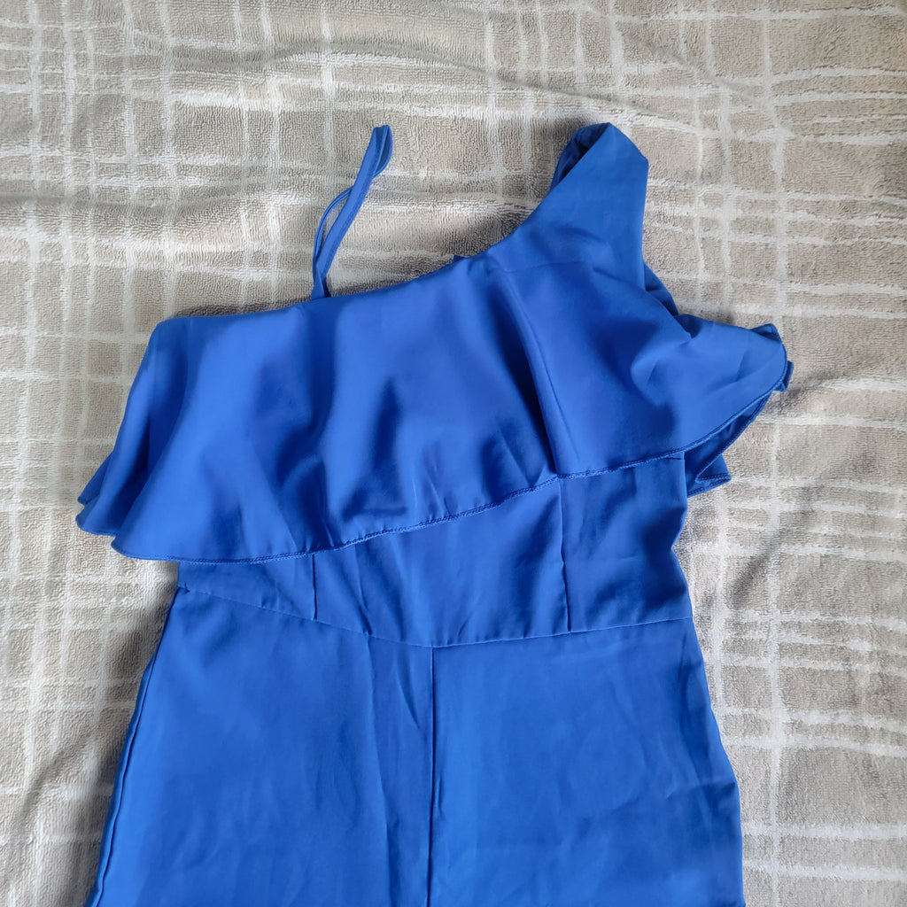 Jumpsuit azul de pierna ancha para niña