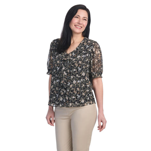 Carolina Belle Blusa Manga Corta Fruncida para Mujer