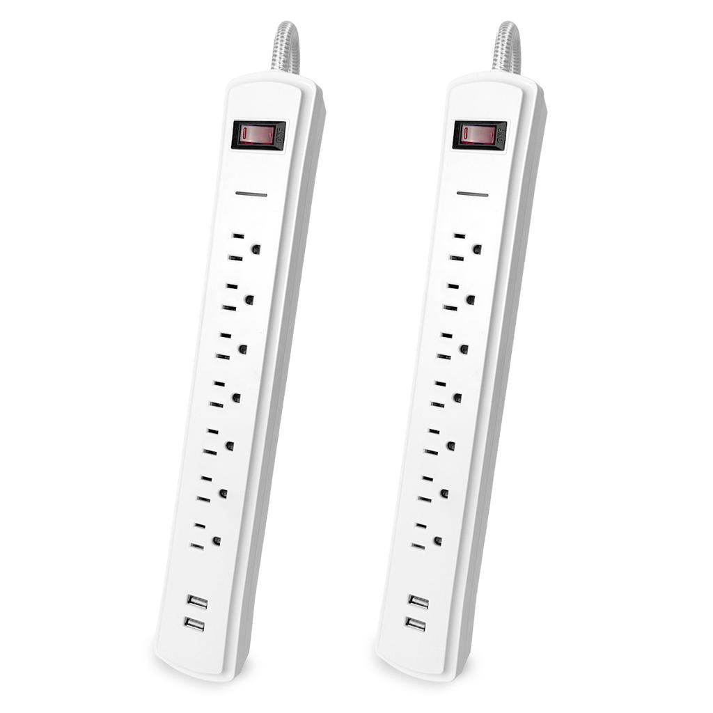 Bytech Protector Contra Sobretensiones con 7 Tomas y 2 Puertos USB 2 Unidades