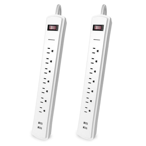 Bytech Protector Contra Sobretensiones con 7 Tomas y 2 Puertos USB 2 Unidades