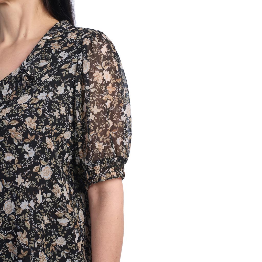 Carolina Belle Blusa Manga Corta Fruncida para Mujer