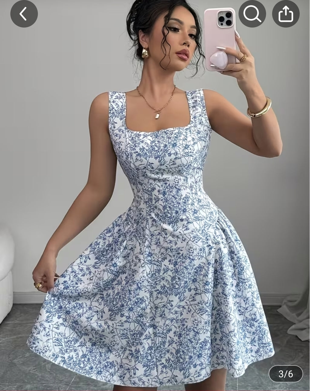 Vestido Floral Azul y Blanco
