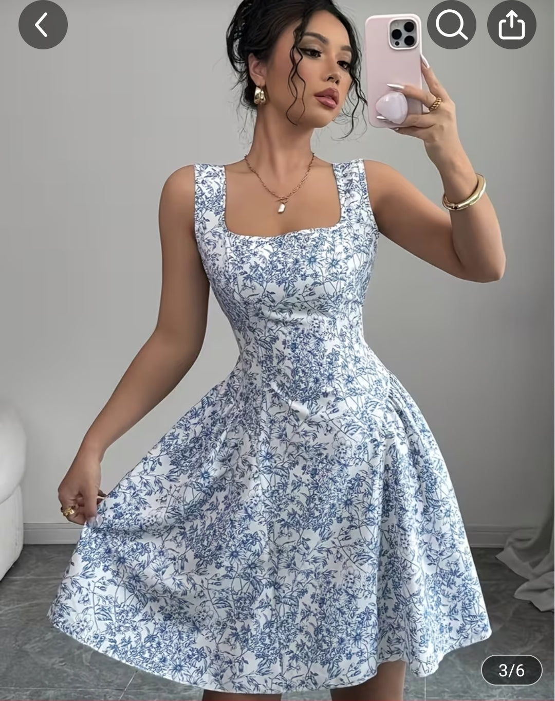 Vestido Floral Azul y Blanco