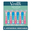 Gillette Máquina de Afeitar para Mujer Venus Sensitive Piel Sensible 12 Unidades
