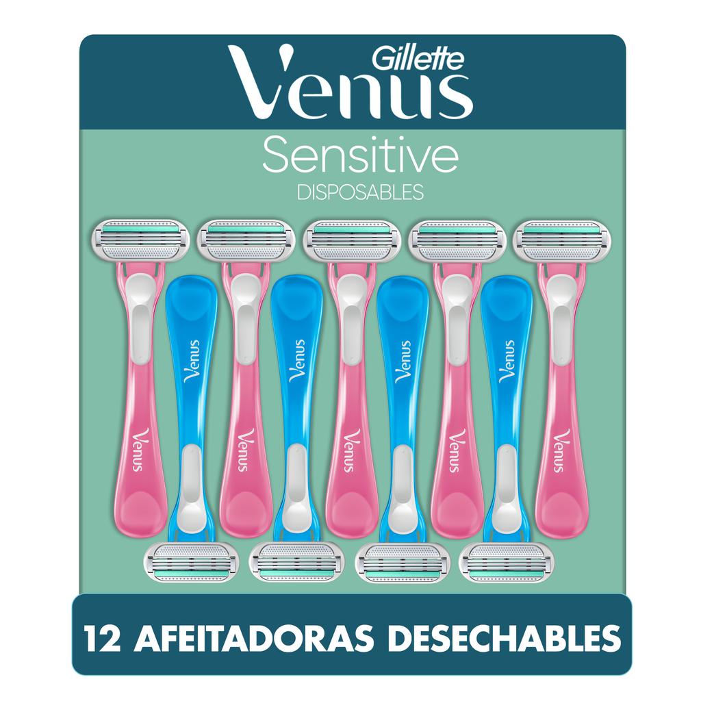 Gillette Máquina de Afeitar para Mujer Venus Sensitive Piel Sensible 12 Unidades