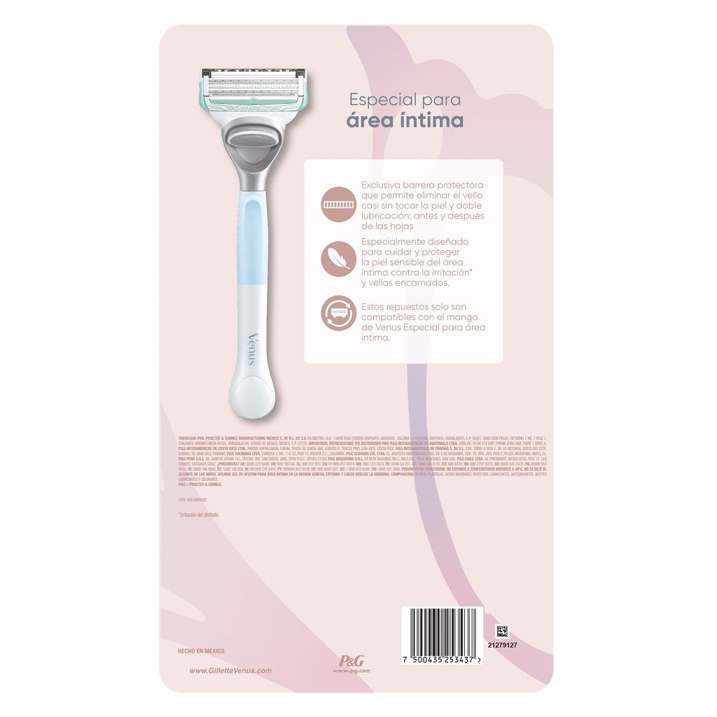 Gillette Venus Máquina de Rasurar para Área Intima 1 Mango + 6 Cartuchos