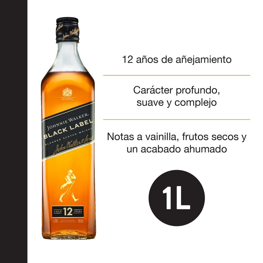 Johnnie Walker Etiqueta Negra 12 Años Botella de Whisky Escocés 1 L