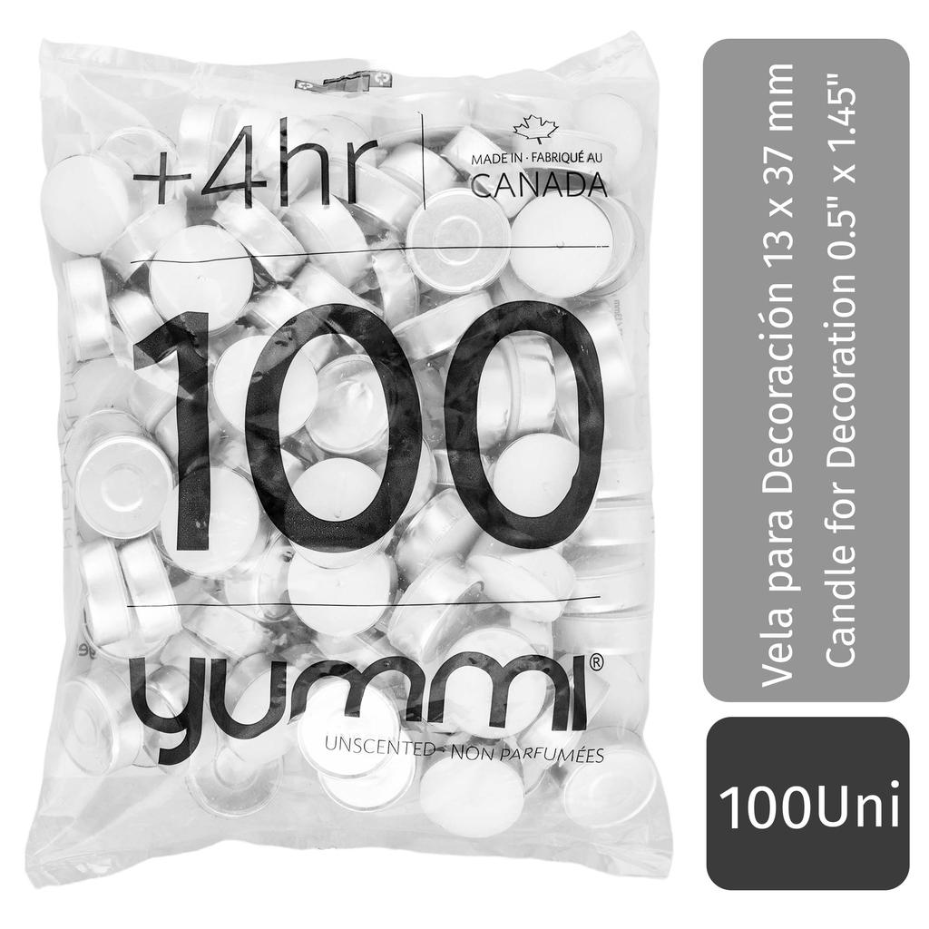 Yummi Velas Pequeñas sin Aroma 100 Unidades