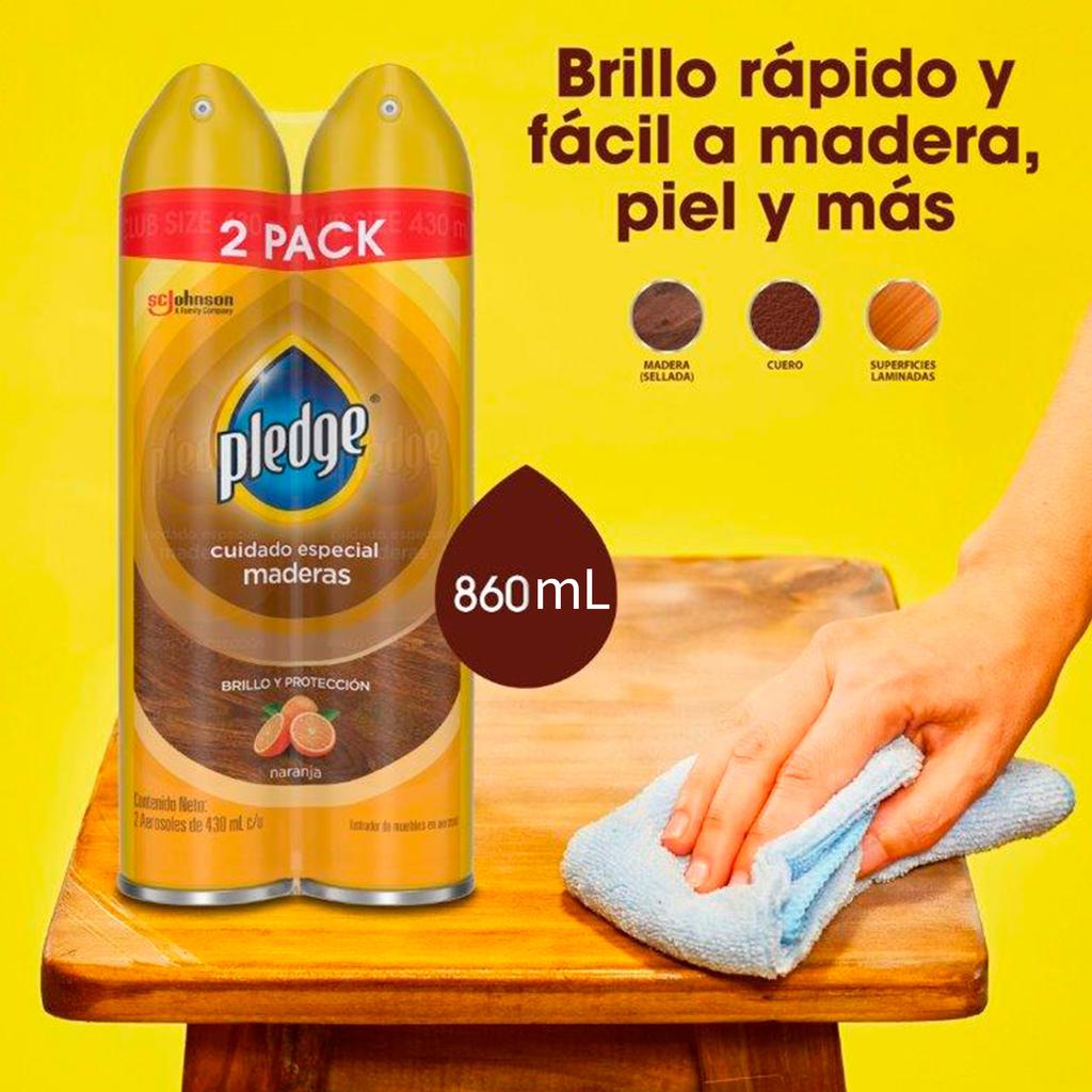 Pledge Cuidado Especial de Madera con Aroma a Naranja- Brillo y Protección 2 Unidades / 430 mL / 14.5 oz