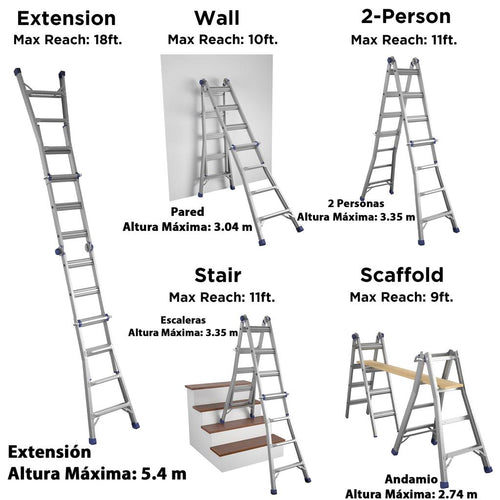 Cosco Escalera Articulada de Multiposición 5.4 m / 18´