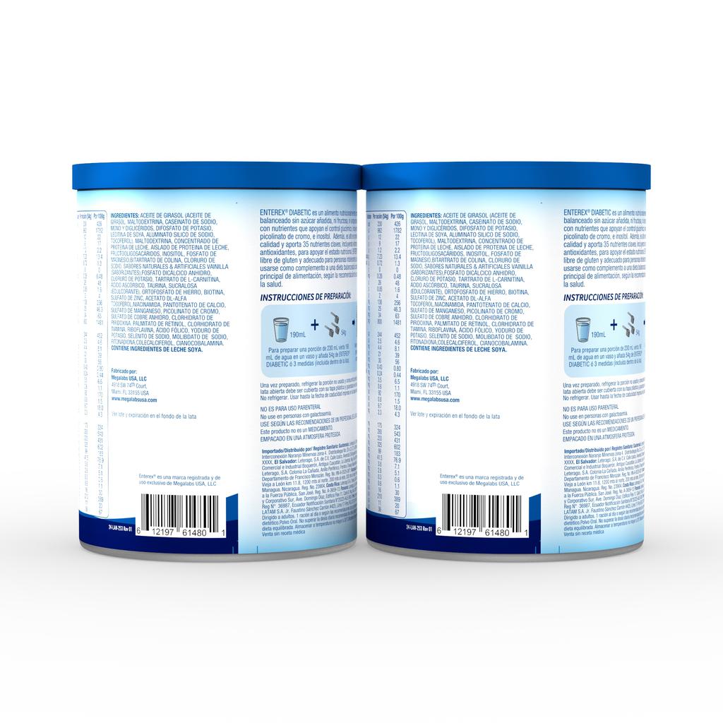 Enterex Diabetic Suplemento Alimenticio con Proteína en Polvo Sabor a Vainilla 2 Unidades / 800 g