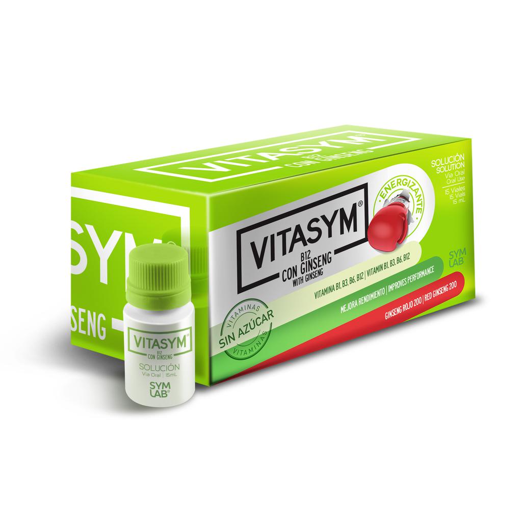 Vitasym Complejo B con Ginseng Rojo 15 Unidades / 15 mL