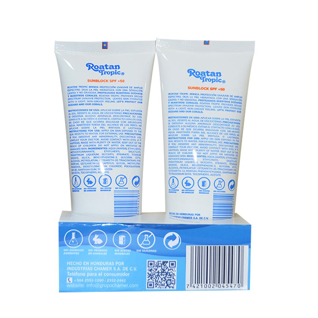 Roatan Tropic Bloqueador Solar SPF 50 Para Niños 2 Unidades / 100 ml