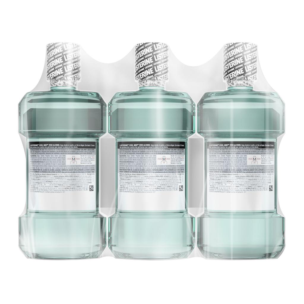 Listerine Cool Mint Enjuague Bucal Sin Alcohol 3 Unidades / 500 mL