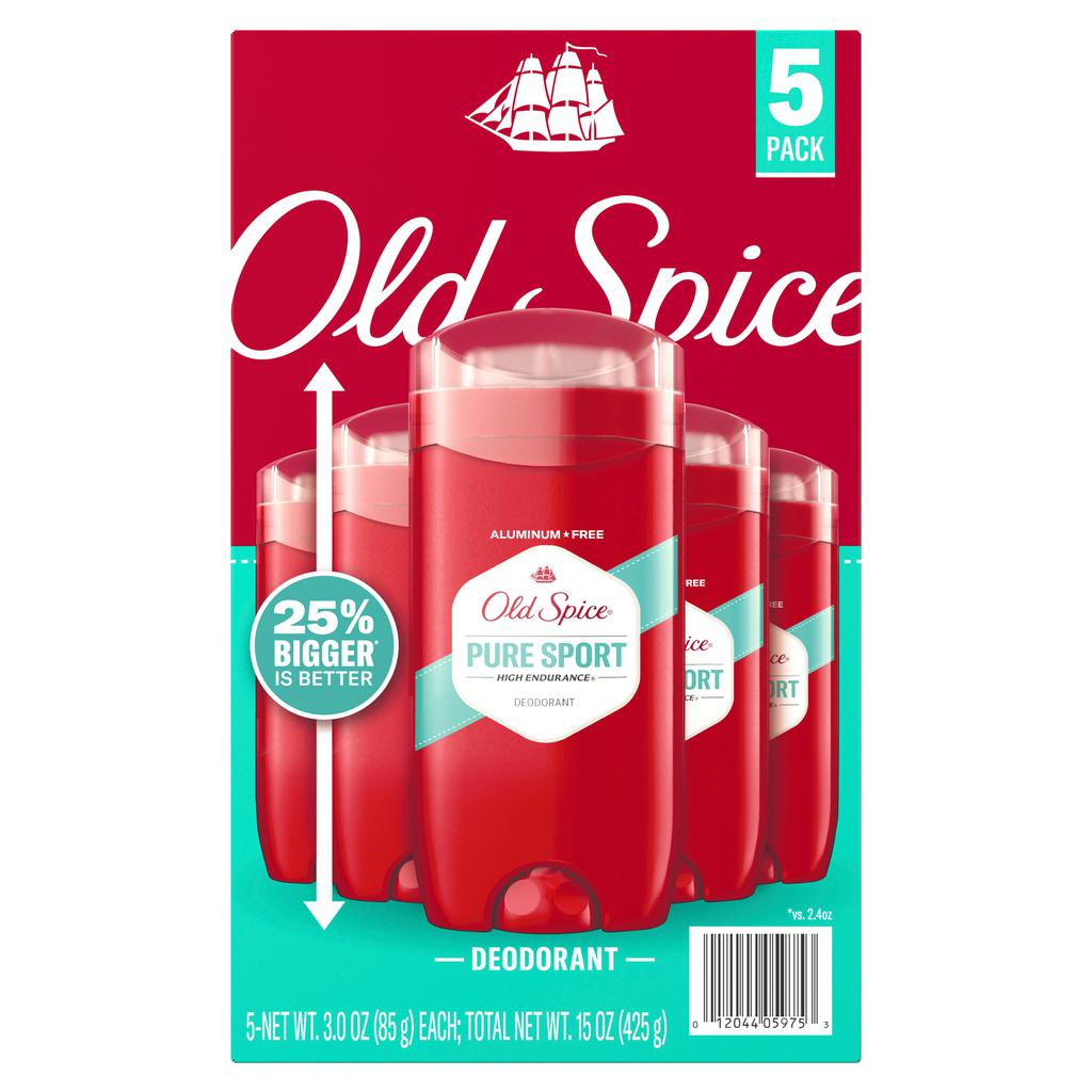 Old Spice Desodorante Pure Sport Esencia Masculina 5 Unidades / 85 g / 3 oz