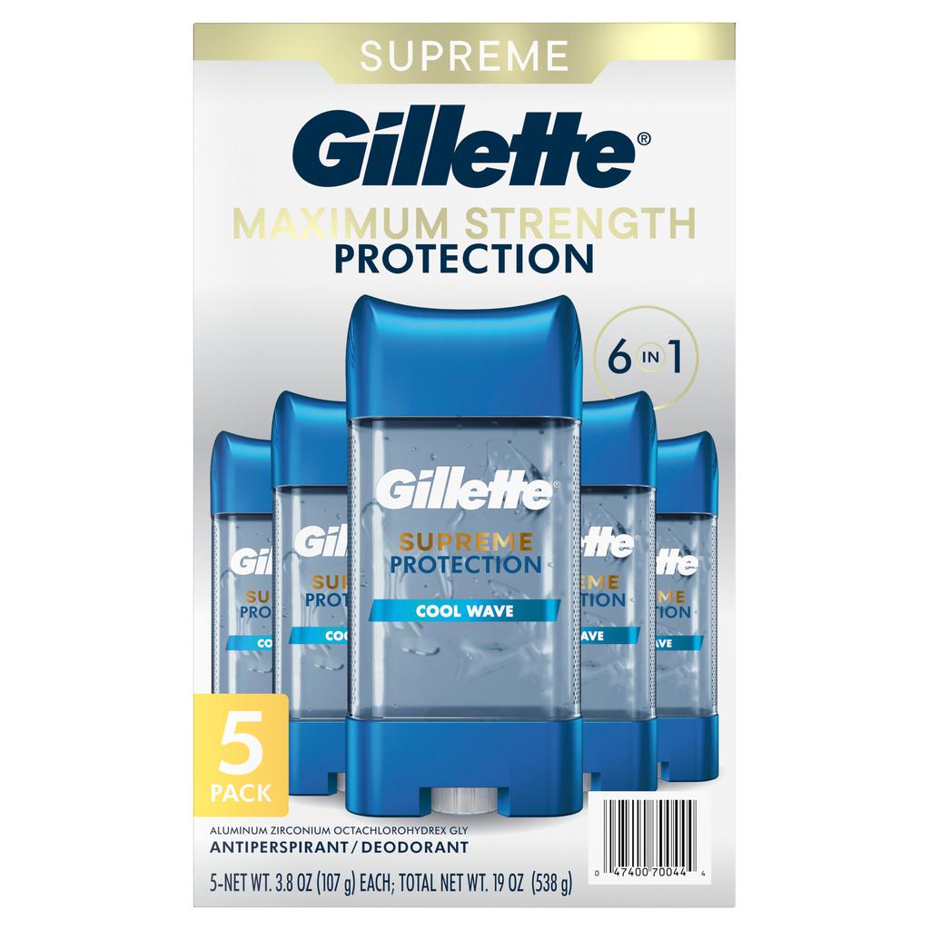 Gillette Supreme Protection Antitranspirante y Desodorante en Gel Cool Wave5 Unidades / 107 mL / 3.8 oz