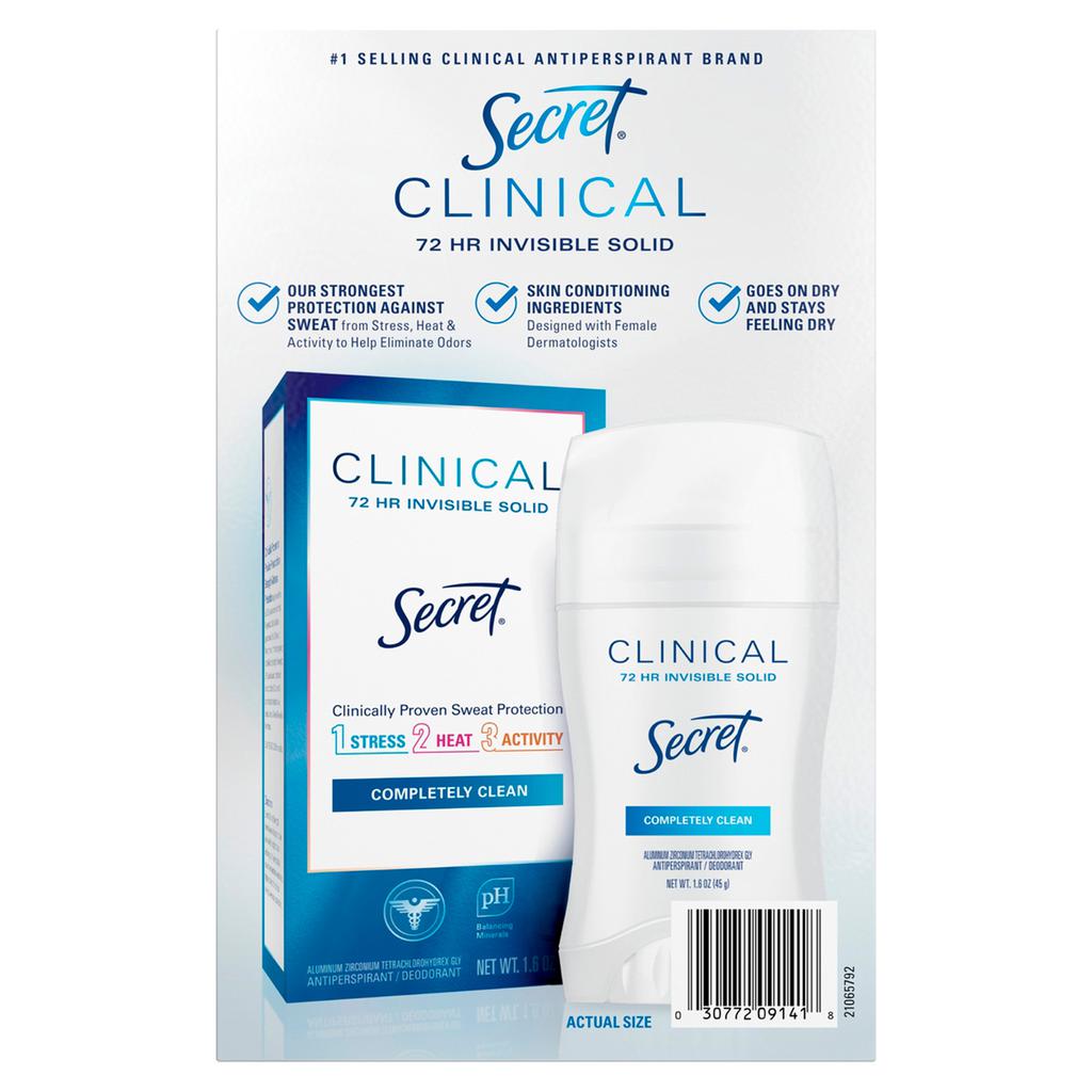 Secret Desodorante y Antitranspirante Invisible Clinical 3 Unidades / 45 g / 1.6 oz