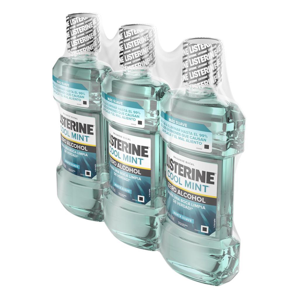 Listerine Cool Mint Enjuague Bucal Sin Alcohol 3 Unidades / 500 mL