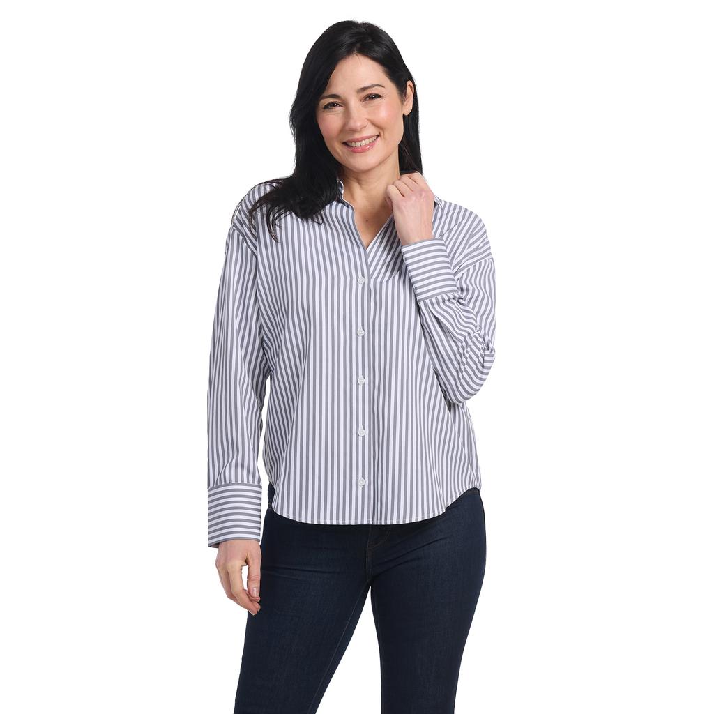 Hilary Radley Blusa de Manga Larga con Diseño de Rayas para Mujer