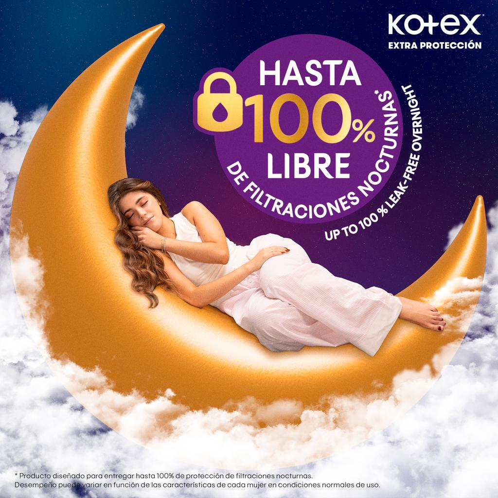 Kotex Toallas Higienicas Femeninas Nocturna Larga Extra Protección 40 Unidades