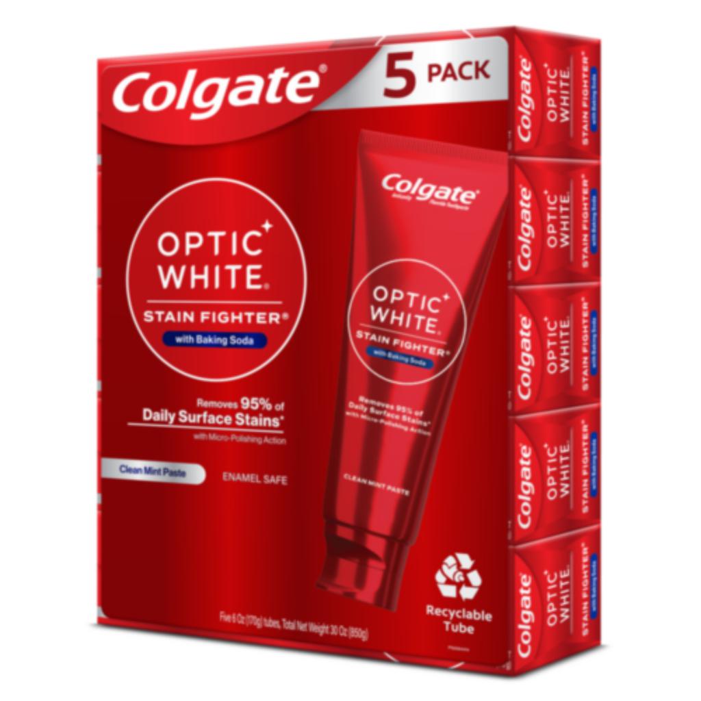 Colgate Crema Dental Optic White con Bicarbonato de Sodio 5 Unidades / 170 g